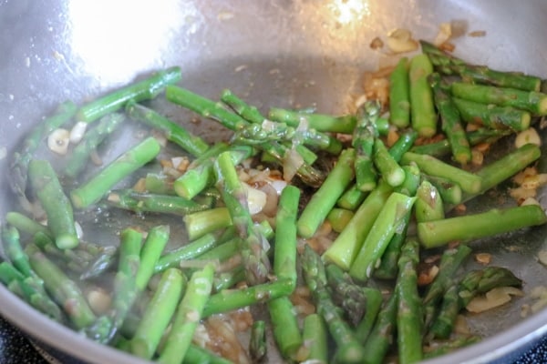 Mushroom Ravioli with Asparagus and Shrimp