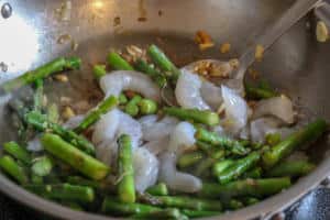 Mushroom Ravioli with Asparagus and Shrimp