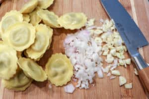 Mushroom Ravioli with Asparagus and Shrimp