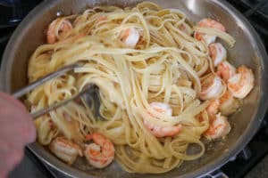 Pesto Fettuccine with Garlic and Lemon Shrimp