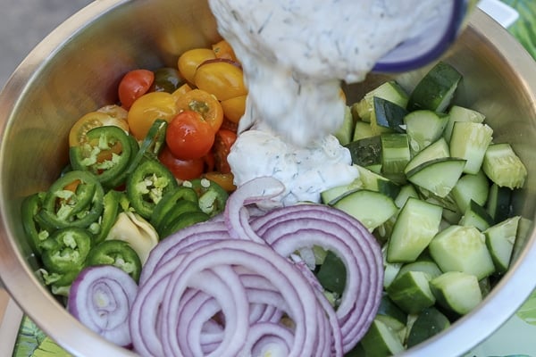 Tortellini and Cucumber Salad with Dill Dressing