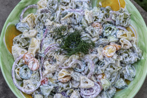 Tortellini and Cucumber Salad with Dill Dressing