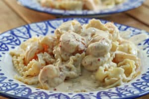 Garlic Lemon Ricotta Sauce with Pasta and Shrimp