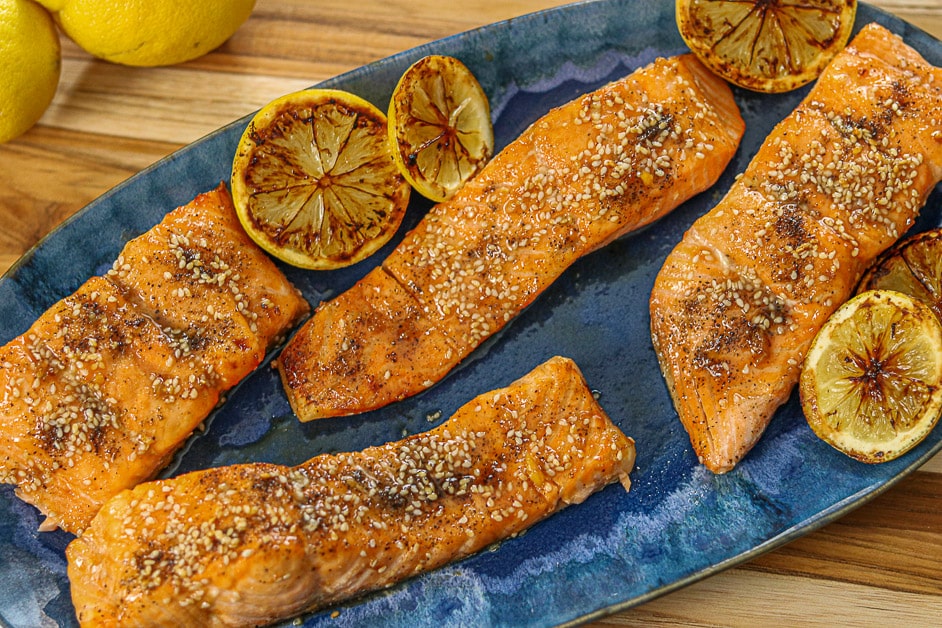 Air Fryer Bourbon Glazed Salmon