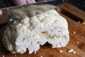 Cutting cauliflower steaks