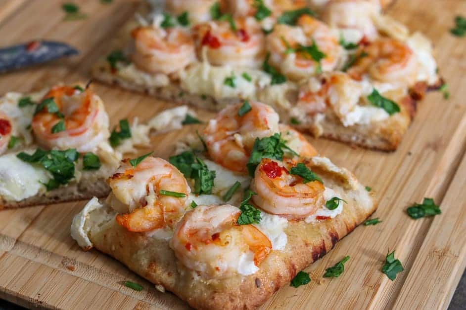 Shrimp Scampi Flatbread Pizza - Belly Laugh Living