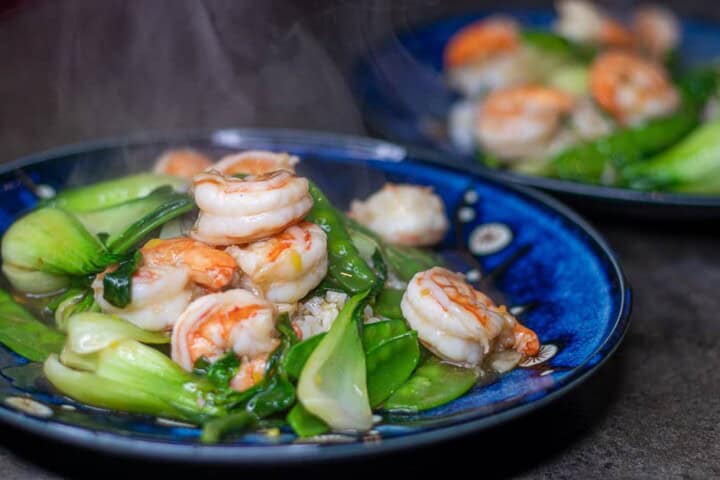 Simple Garlic Ginger Shrimp Stir Fry with Baby Bok Choy - Belly Laugh ...