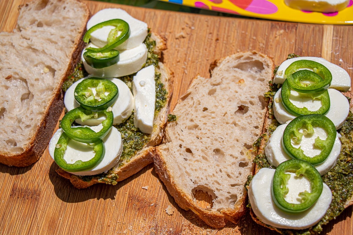 Caprese grilled cheese pesto sandwich