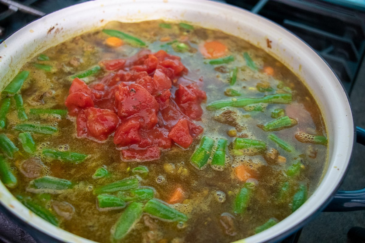 Beef vegetable lentil soup